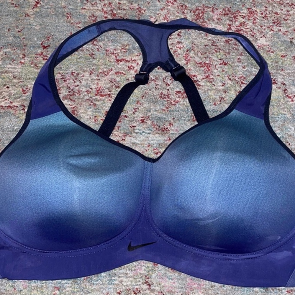 Nike 36C High Impact Racerback Blue Purple Ombré Bra Like New